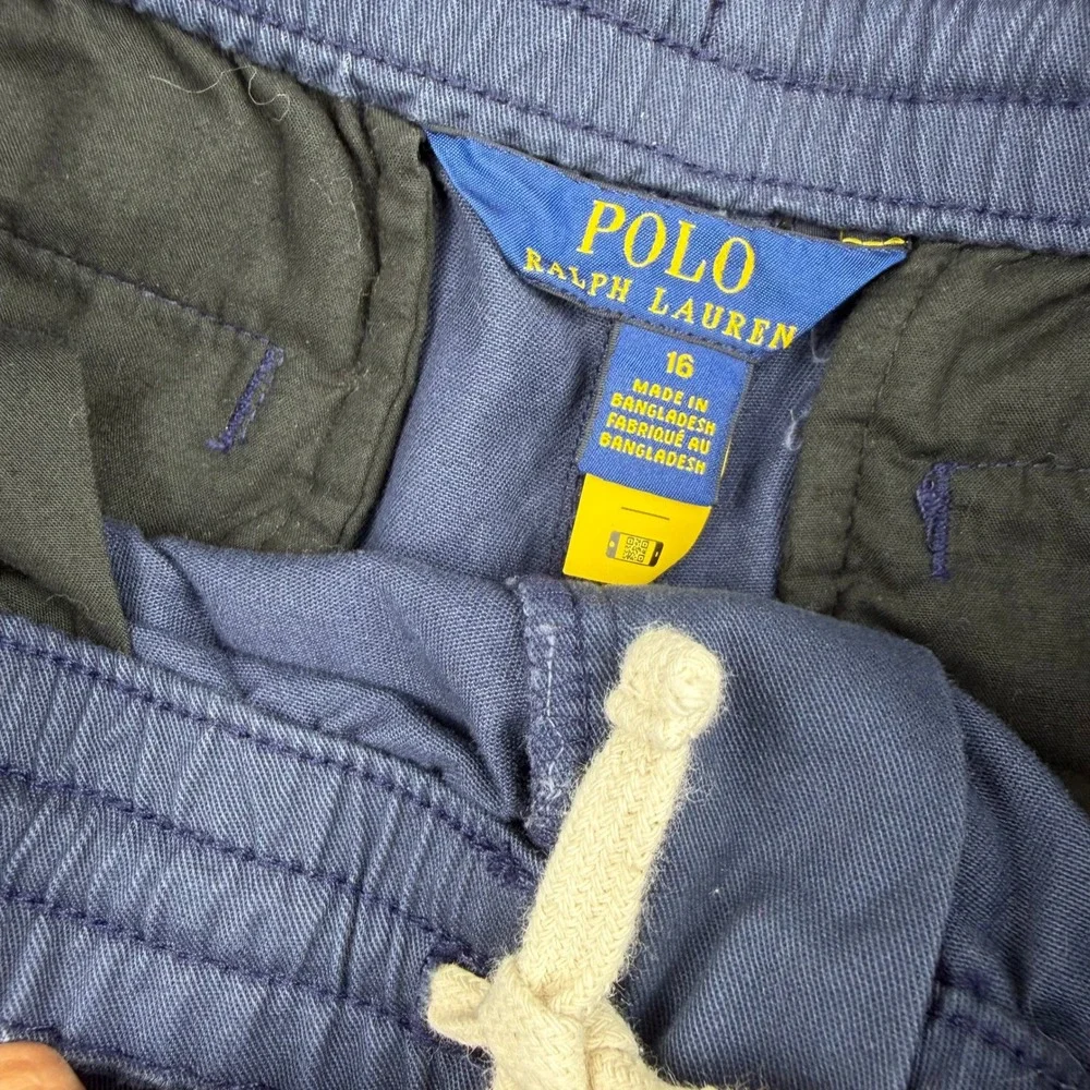 Polo Ralph Lauren Kids Navy Blue Chino Shorts Size 16 Elastic Waist Pony Logo